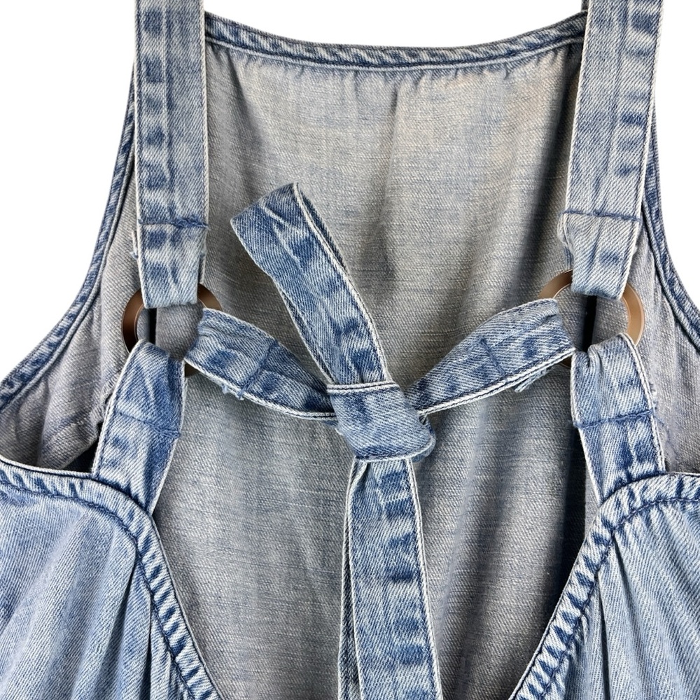 American Eagle Outfitters Blue Denim Romper Light Wash Ruffle Hem Sz S - Picture 7 of 10
